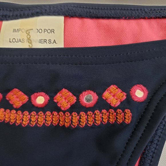 Bossa Nossa Embroidery Triangle Bra Cheeky Side Tie 2pc Set M - Picture 12 of 15